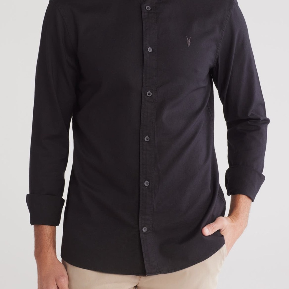 All Saints Azur Men's Black Long Sleeve Shirt